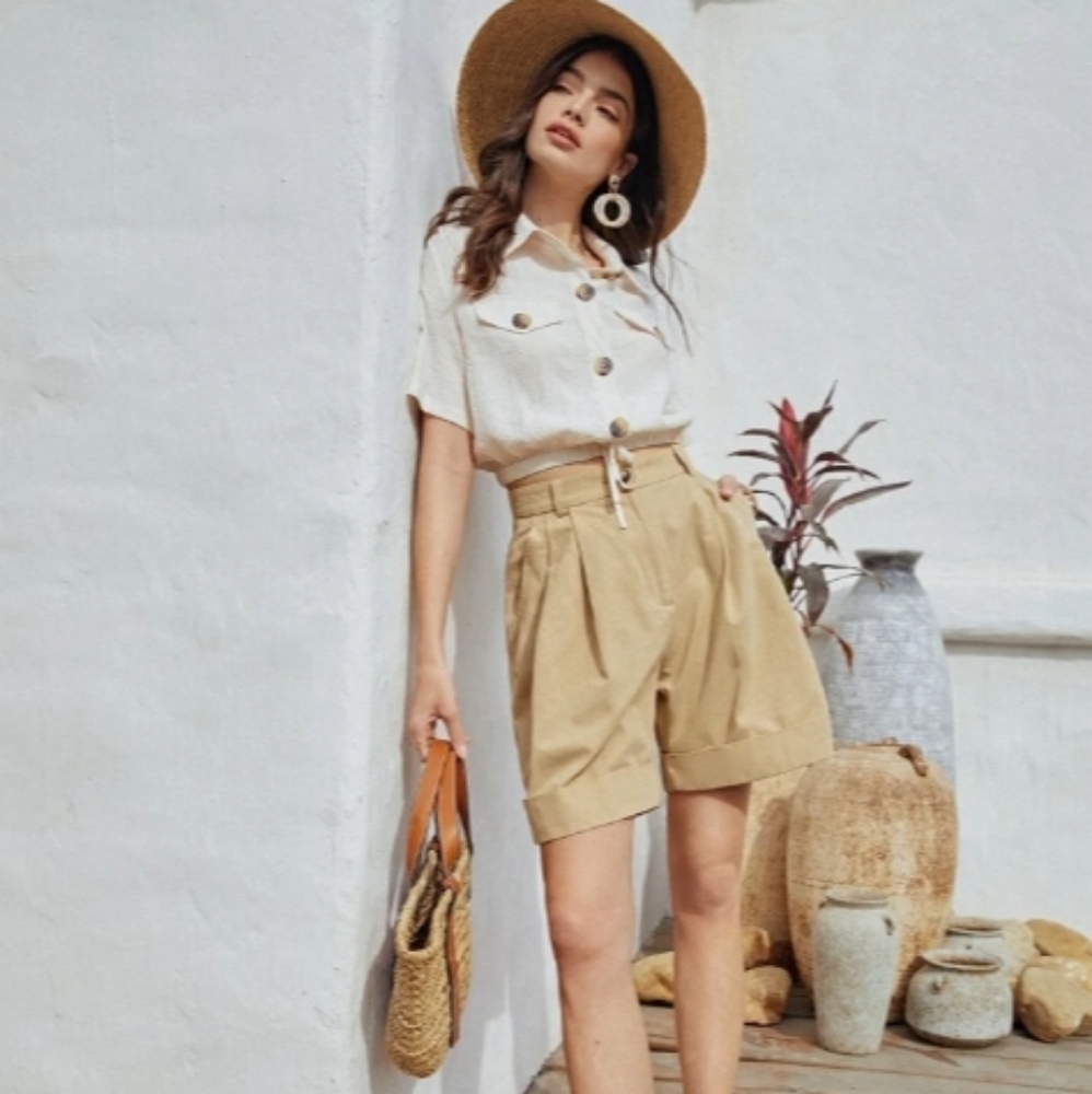 Sage & Citrus highwaist Wide Leg Safari Shorts